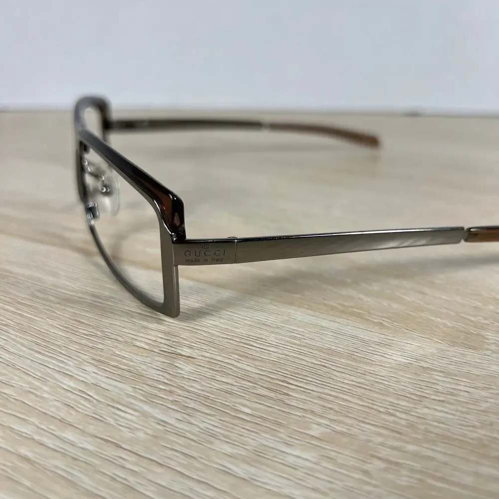 RARE! Gucci GG1723/S 6Y8 Sunglasses FRAMES ONLY Silver Metal Brown 58-14-125